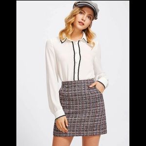 Zip back tweed skirt